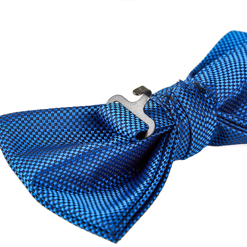 Men's Blue Woven Jacquard Small Square Texture Bow Tie