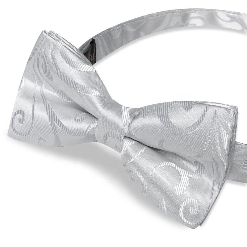 Pure White Men's Luxury Jacquard Pre-tied Bow Tie