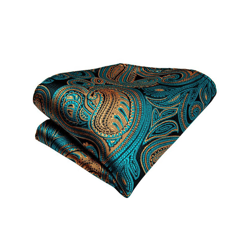 Blue-Green Floral Silk Men's Bow Tie