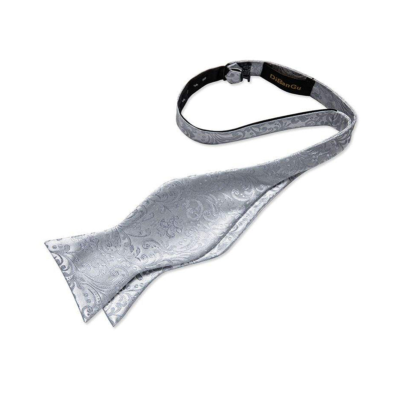 Luxurious silver-grey men's silk self-tie bow tie
