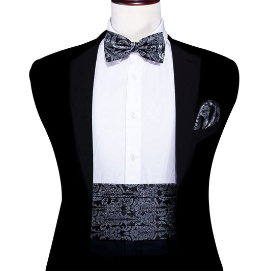 Classic jacquard black men's bow tie