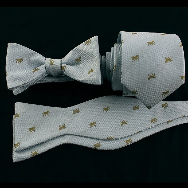 Gray blue men's tie and self tie