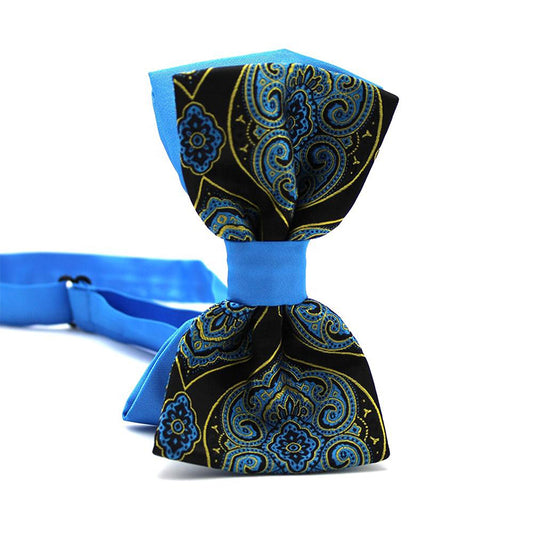 Turquoise Floral Two-Tone Men's Bow Tie