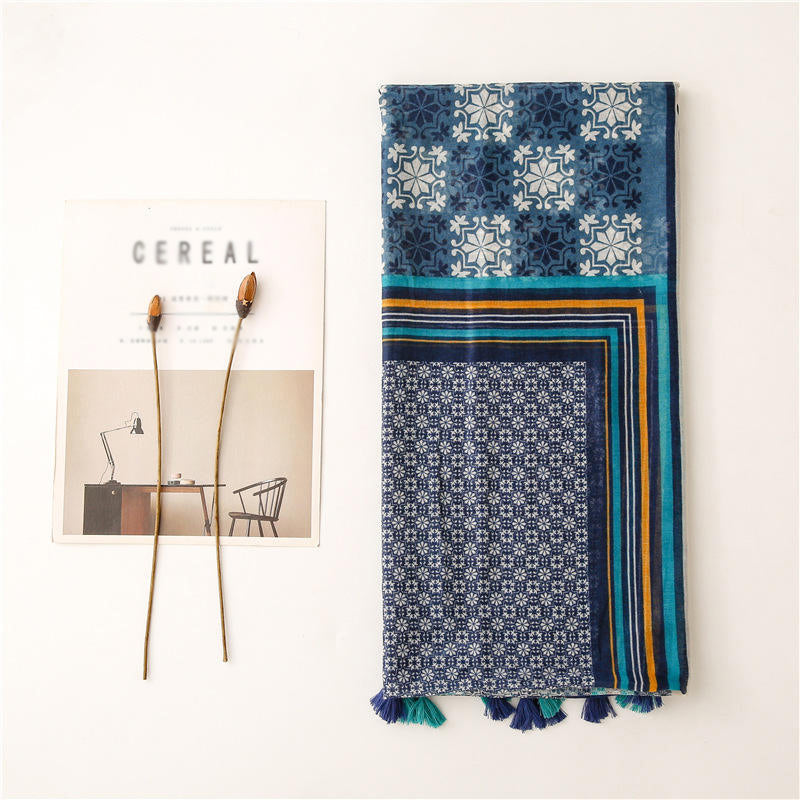 Women's long printed cashmere shawl