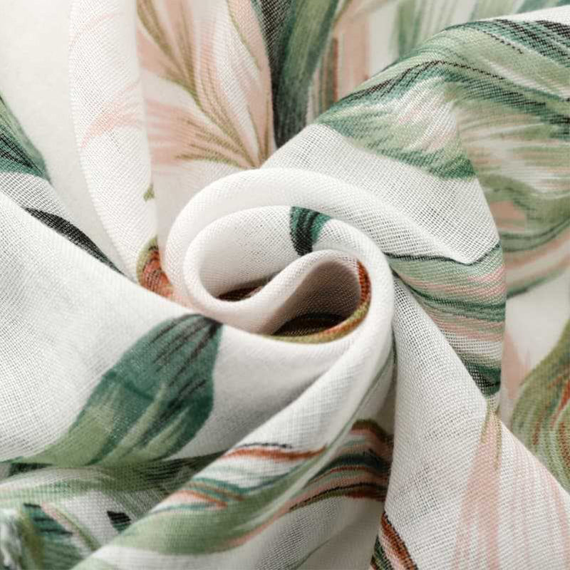 Banana Leaf Floral Tassel Scarf