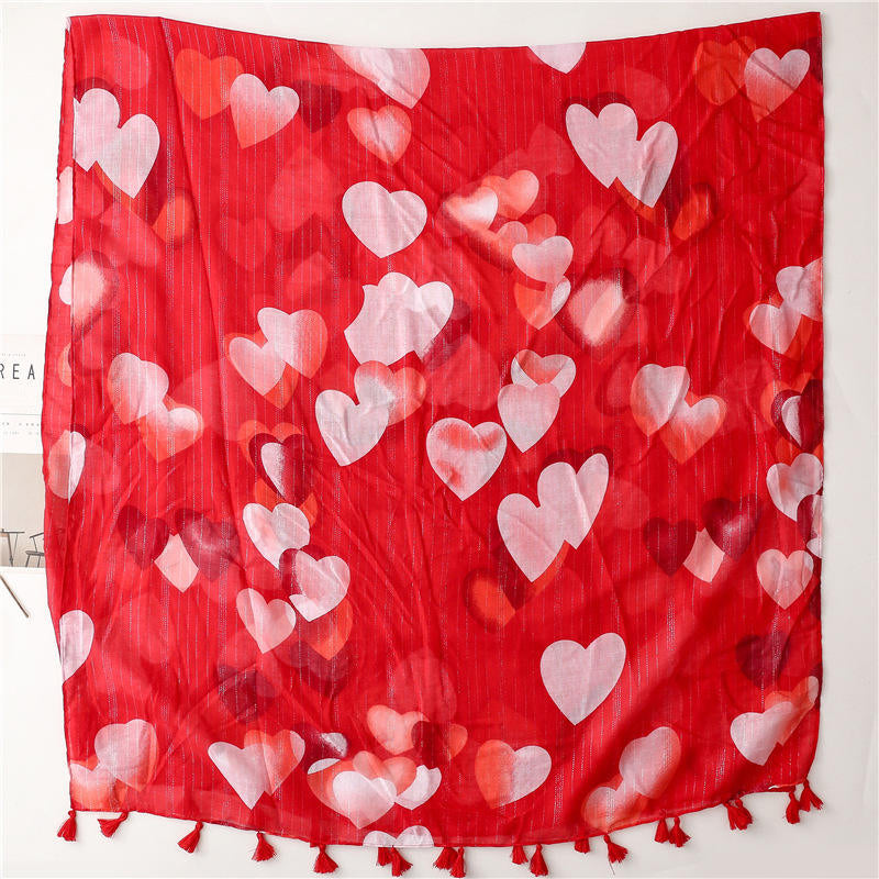 Abstract floral tassel comfortable silk scarf