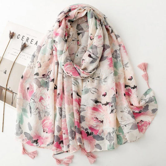 High-quality floral print scarf
