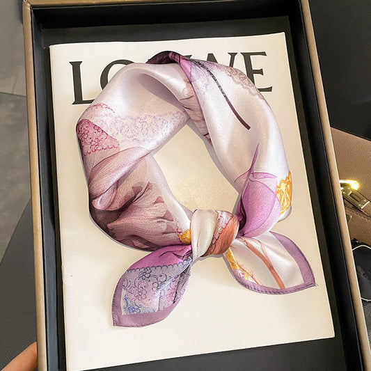 Silk-like Textured Printed Square Women's Scarf