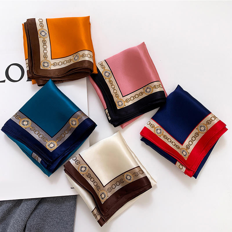 Korean elegant solid color short square scarf