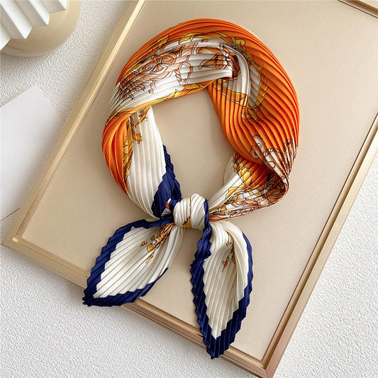 Pleated Print Fashion Square Neck Scarf