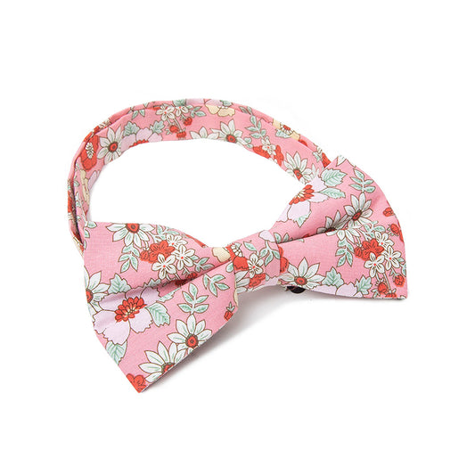 Men's Pink Cotton Floral Skinny Tie