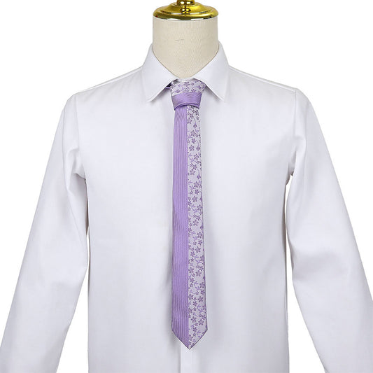 Embroidered jacquard panel designer tie