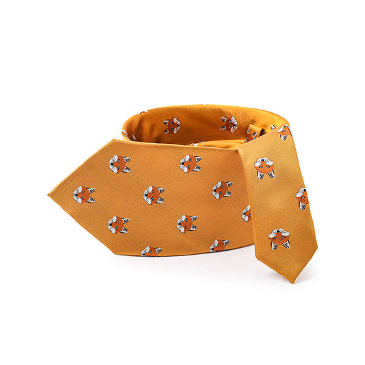 Orange Fox Face Jacquard Men's Tie