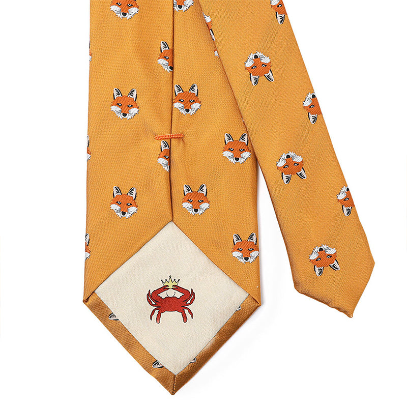 Orange Fox Face Jacquard Men's Tie
