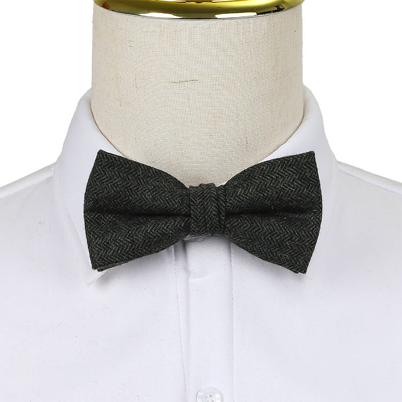 Luxe Wool Herringbone Adjustable Bow Tie