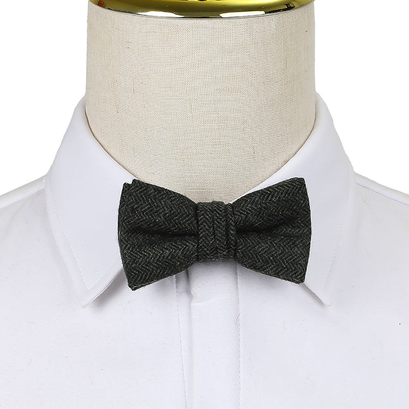Luxe Wool Herringbone Adjustable Bow Tie