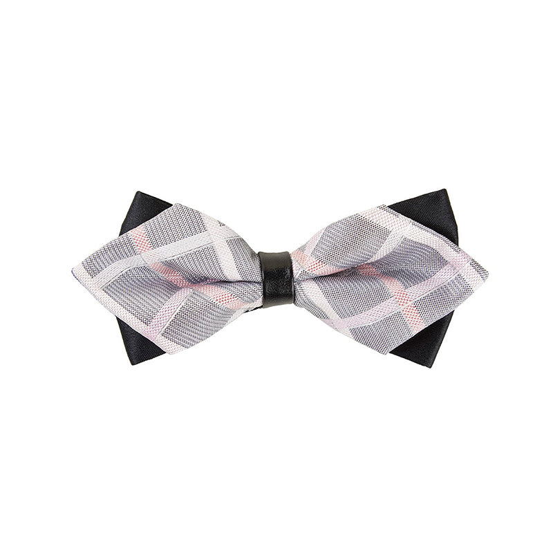 Gentleman's Diamond Pointed Plaid Bow Tie