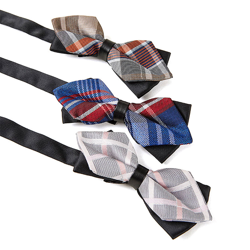 Gentleman's Diamond Pointed Plaid Bow Tie