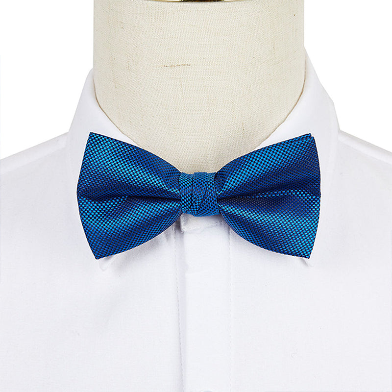 Men's Blue Woven Jacquard Small Square Texture Bow Tie