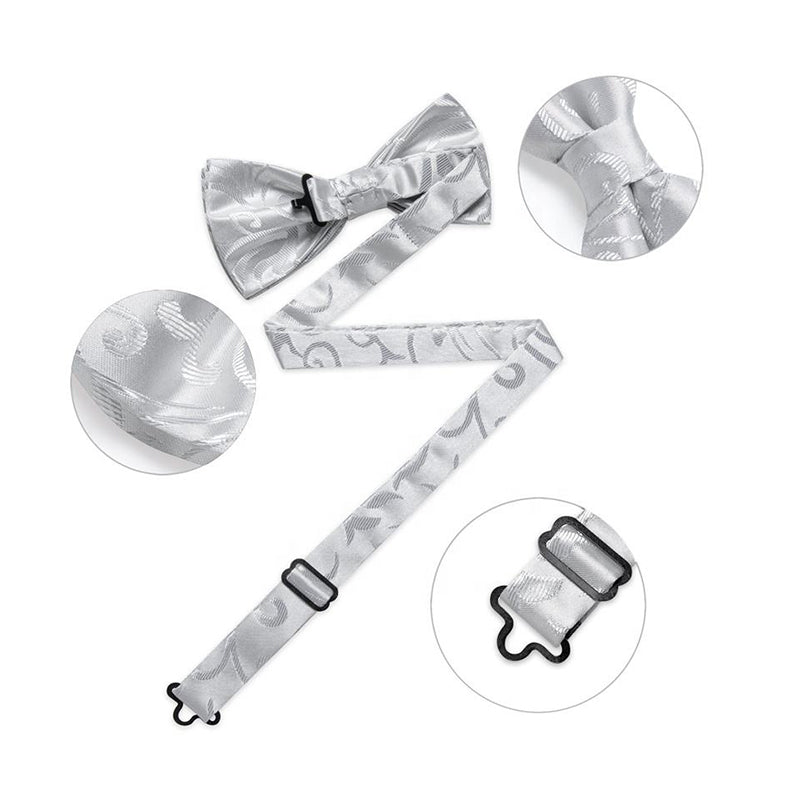 Pure White Men's Luxury Jacquard Pre-tied Bow Tie