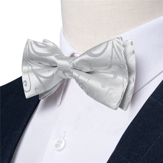 Pure White Men's Luxury Jacquard Pre-tied Bow Tie