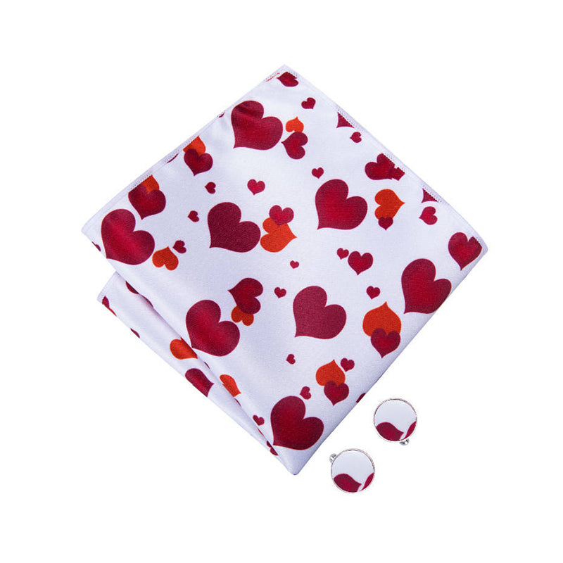 Red and white heart printed silk bow tie