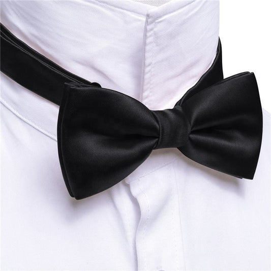 Luxury Men's Formal Black Satin Silk Bow Tie