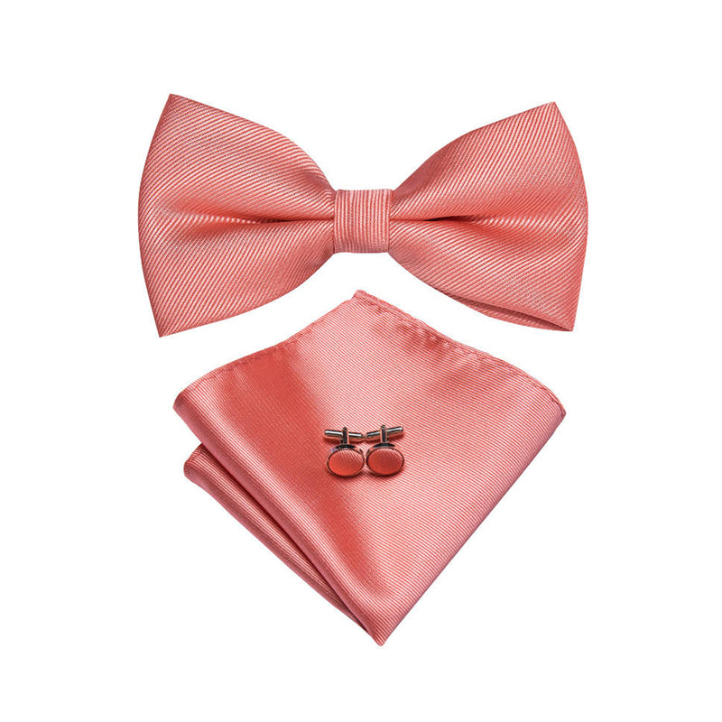 High Quality Men's Pink Silk Plain Bow Tie