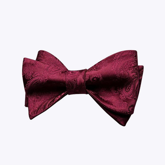 Red Embroidered Silk Men's Self-Tie Bow Tie