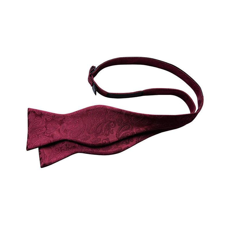 Red Embroidered Silk Men's Self-Tie Bow Tie