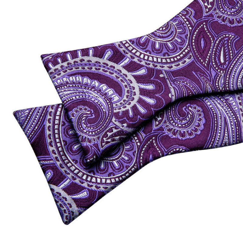 High-end purple men's silk self-tie bow tie