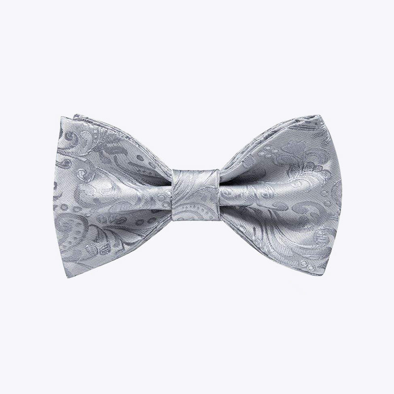 Luxurious silver-grey men's silk self-tie bow tie