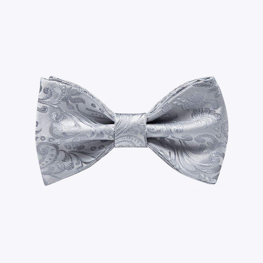 Luxurious silver-grey men's silk self-tie bow tie