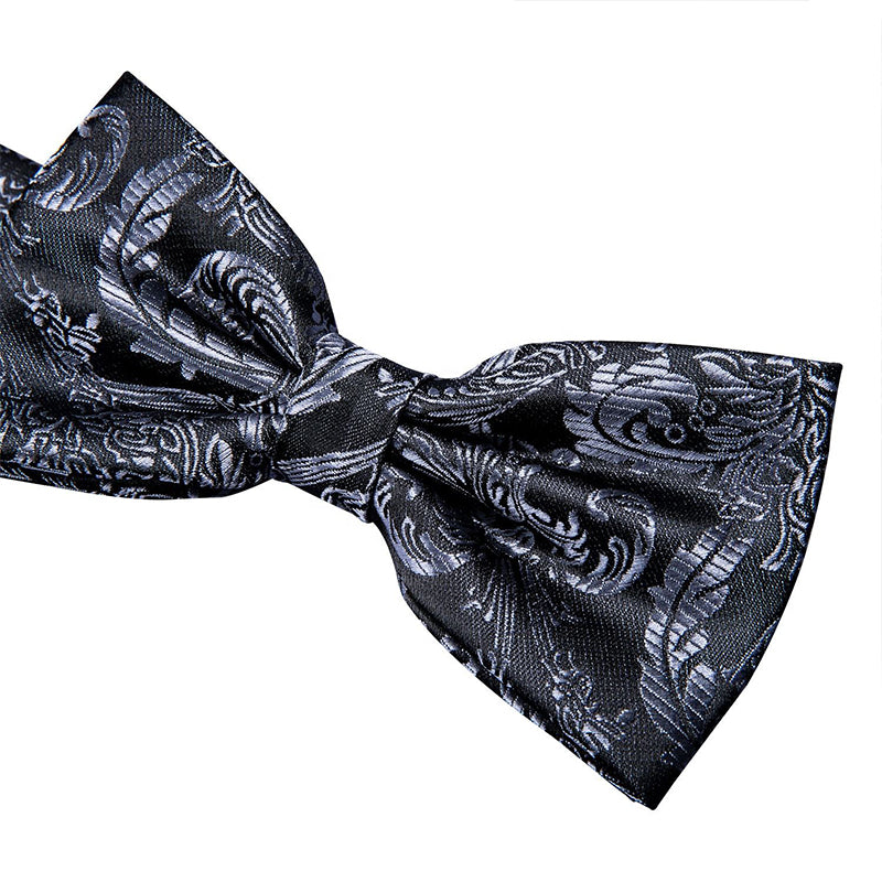 Classic jacquard black men's bow tie