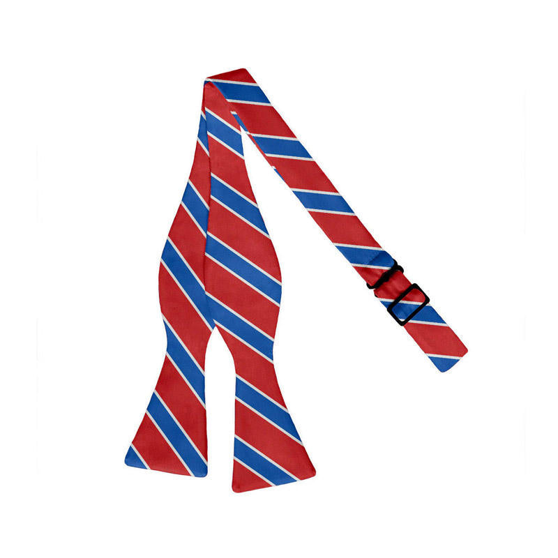 Classic blue and red striped men's polyester bow tie