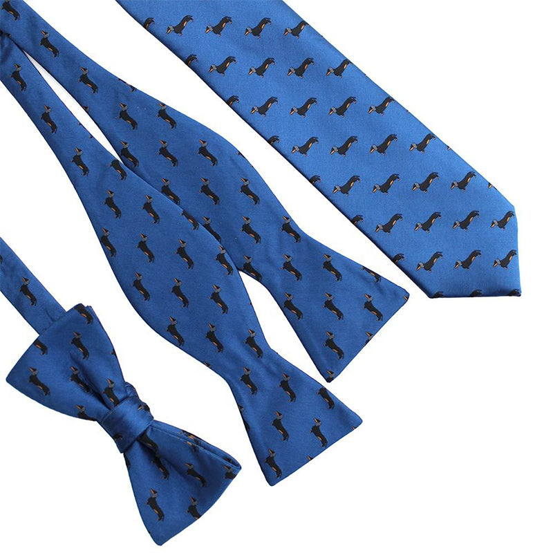 Cute Blue Animal Braided Men's Bow Tie