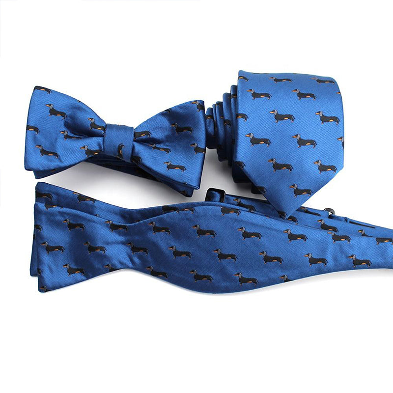 Cute Blue Animal Braided Men's Bow Tie