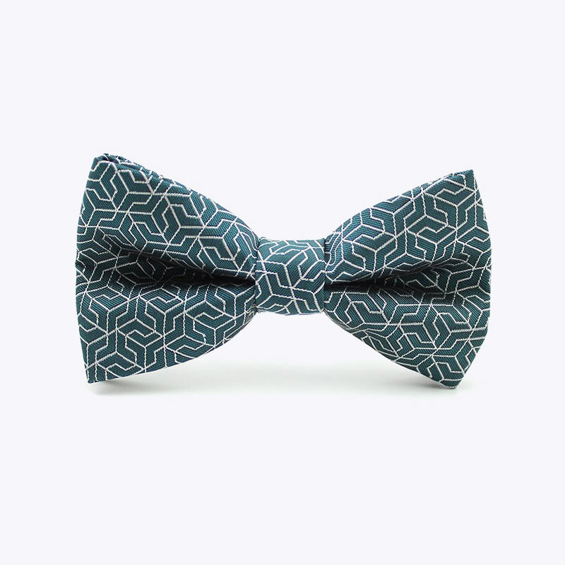 Adjustable Gray-Green Geometric Men's Bow Tie