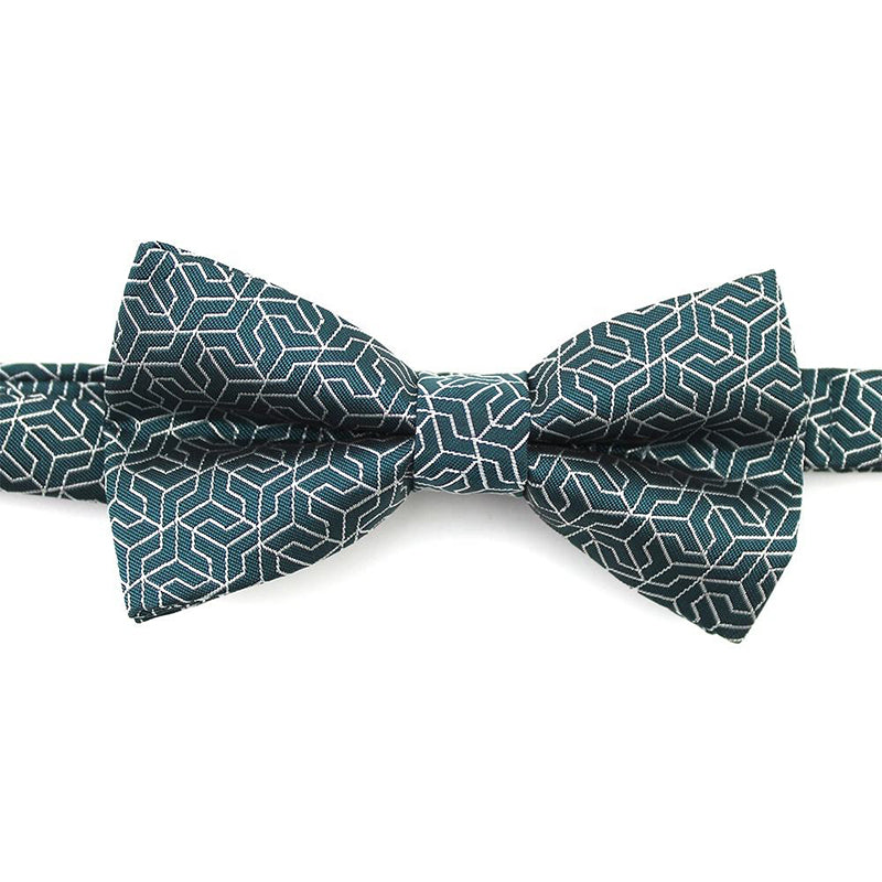 Adjustable Gray-Green Geometric Men's Bow Tie