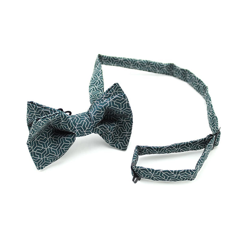 Adjustable Gray-Green Geometric Men's Bow Tie