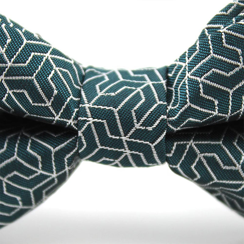 Adjustable Gray-Green Geometric Men's Bow Tie