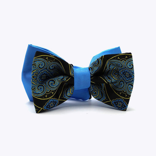 Turquoise Floral Two-Tone Men's Bow Tie