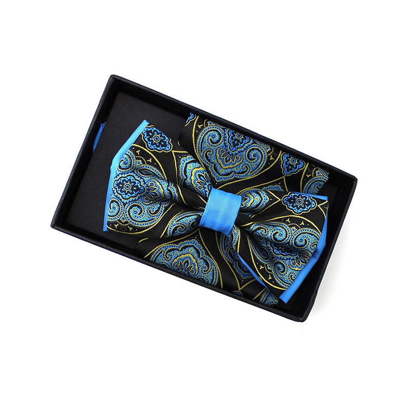 Turquoise Floral Two-Tone Men's Bow Tie
