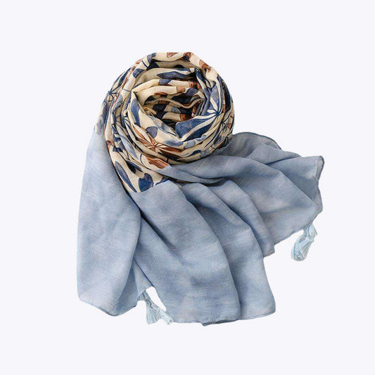 Cotton and linen plaid shawl scarf