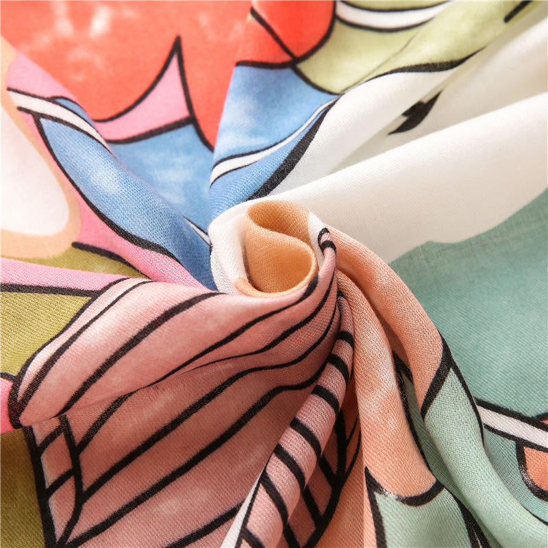 Exquisite printed tassel shawl scarf