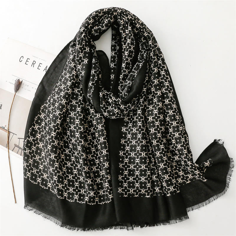 Women's cotton and linen beach shawl scarf