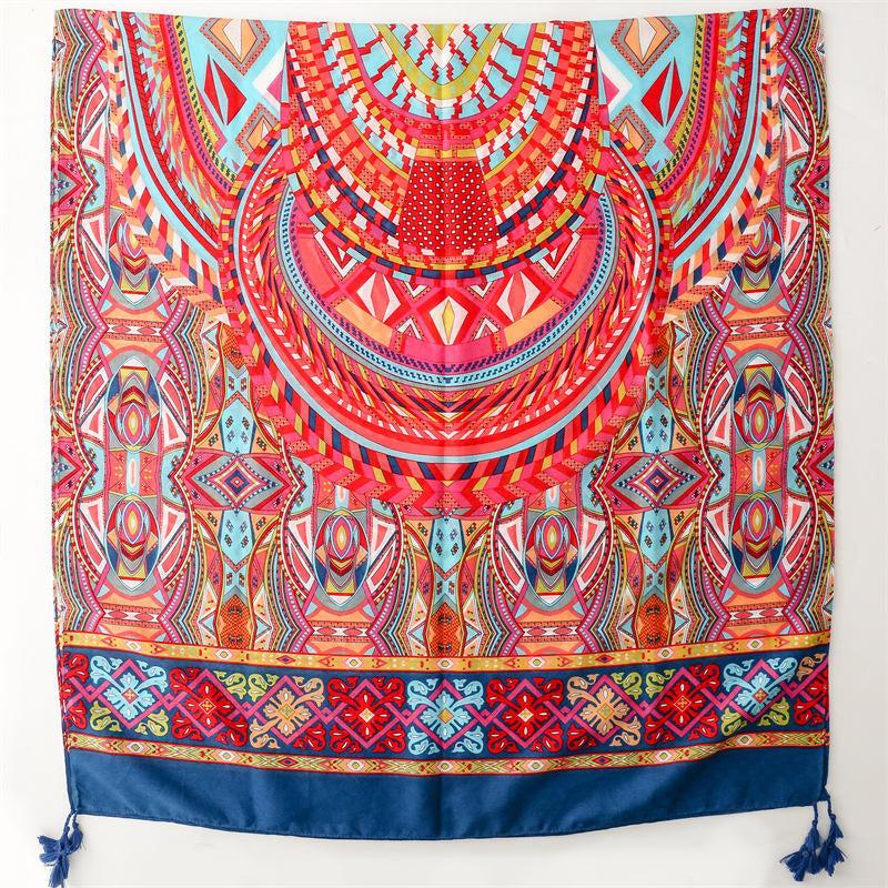 Abstract hand-painted rendering of cotton and linen scarf