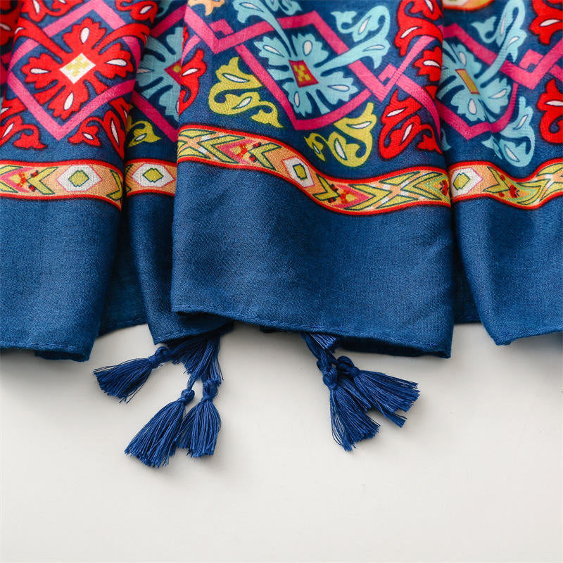 Abstract hand-painted rendering of cotton and linen scarf