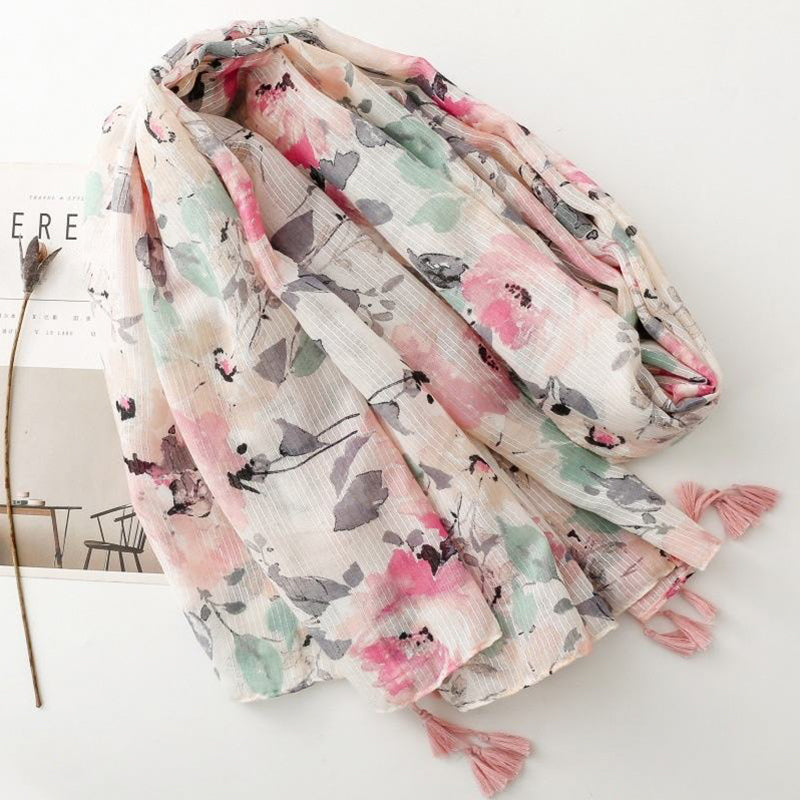 High-quality floral print scarf