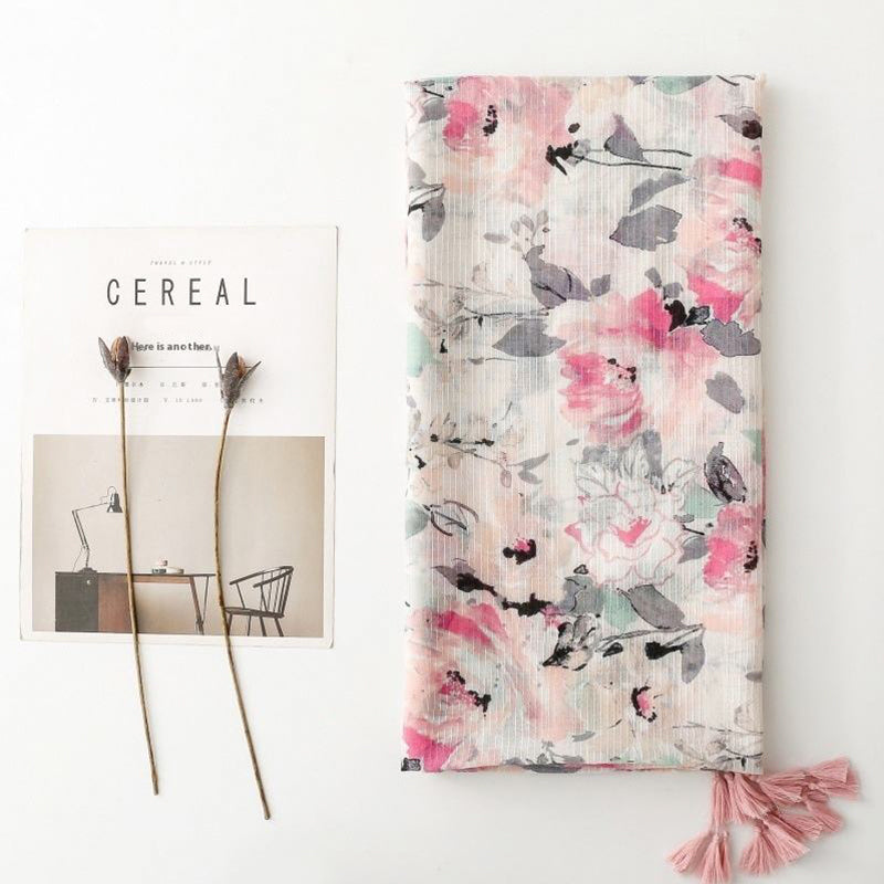 High-quality floral print scarf